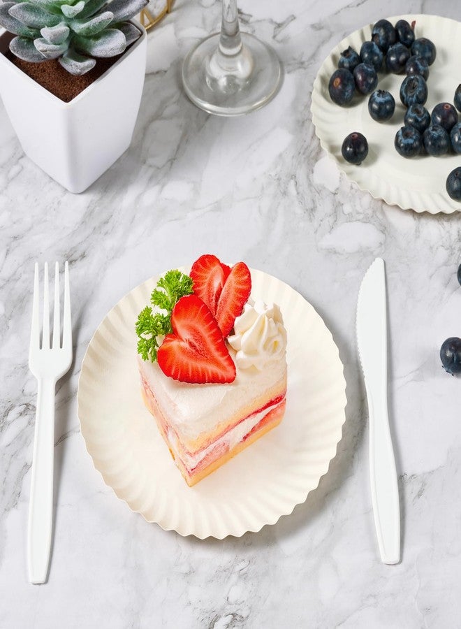 FOCUSLINE 6 Inch Paper Plates 1000 Count, White Paper Plates Uncoated, Everyday Disposable Dessert Plate 6" Small Plate Bulk 1000 Count - Image 4