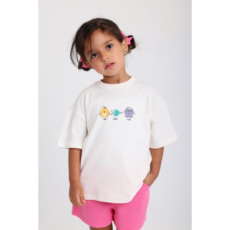 playmore Unisex Baby Off-white "Circle Triangle Square" Cotton T-Shirt - Image 1
