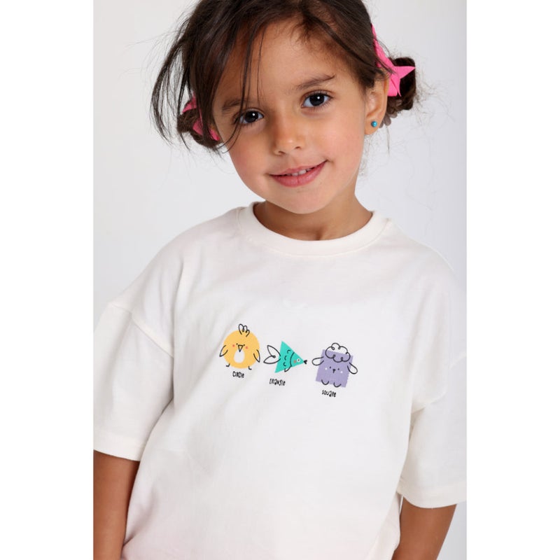 playmore Unisex Baby Off-white "Circle Triangle Square" Cotton T-Shirt - Image 2