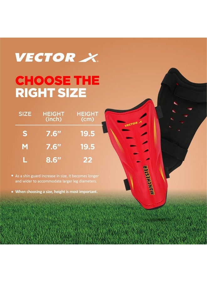 Vector X حماية الساق من فيكتور إكس مانشستر | حماية الساق لكرة القدم | حماية الساق للرجال | جوارب للرجال والنساء | طول يصل إلى الركبة مع قبضة ممتازة لحماية الساق | لون أحمر | مجموعة من 2 قطعة | (S/M) - Image 3