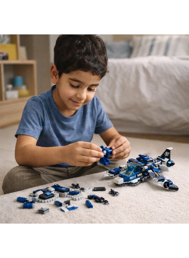 Qman Police Battle Force – The Secret Mission Aircraft Building Set (275 Pieces) with 2 Minifigures | Police Action Plane Toy for Kids Ages 6+ - Image 3