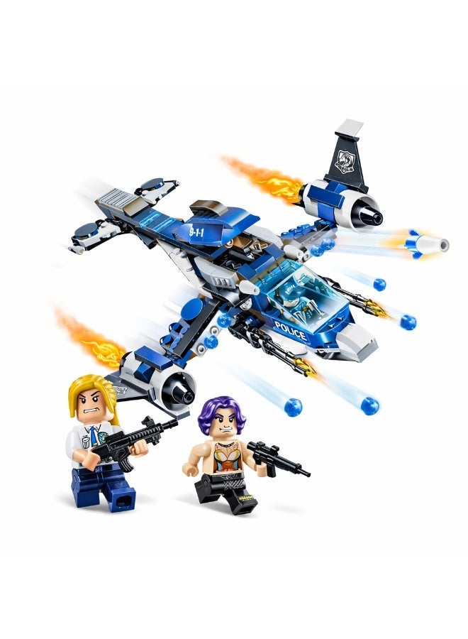 Qman Police Battle Force – The Secret Mission Aircraft Building Set (275 Pieces) with 2 Minifigures | Police Action Plane Toy for Kids Ages 6+ - Image 1