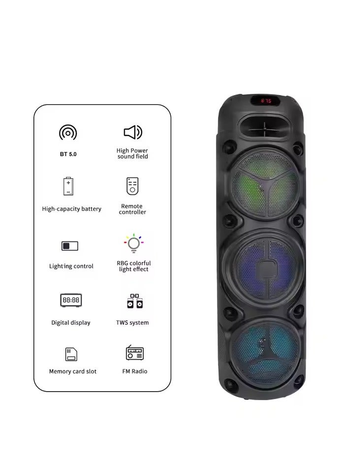 ZQS8308 Factory Top 3 6.5 Inch RGB Cylinder Bluetooth Party Music Speaker - Image 3