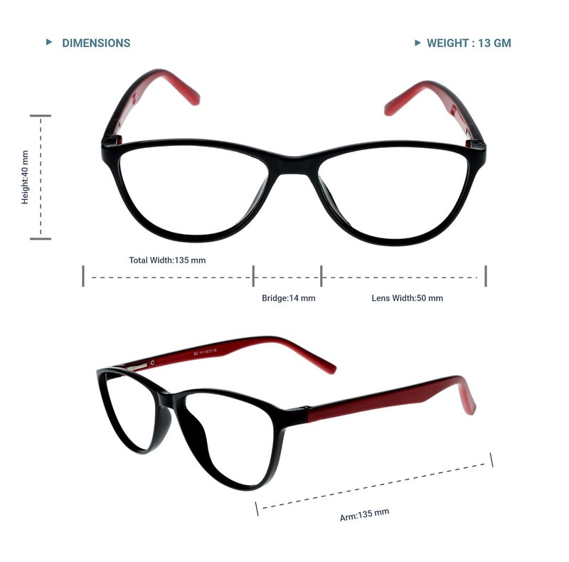 Lens + Lensplus Cateye Shape TR Full Rim Eyeglasses with Lightweight Unisex Eyewear for Men & Women | Stylish Computer & Daily Use Frame - Image 5