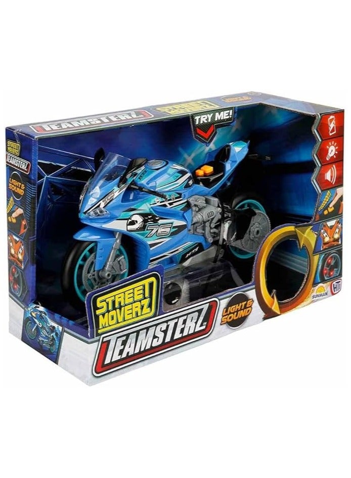 تيم ستيرز دراجة نارية ستريت موفرز مزودة بمحرك مع صوت وضوء من تيمسترز، مقاس 27 سم blue - Image 3
