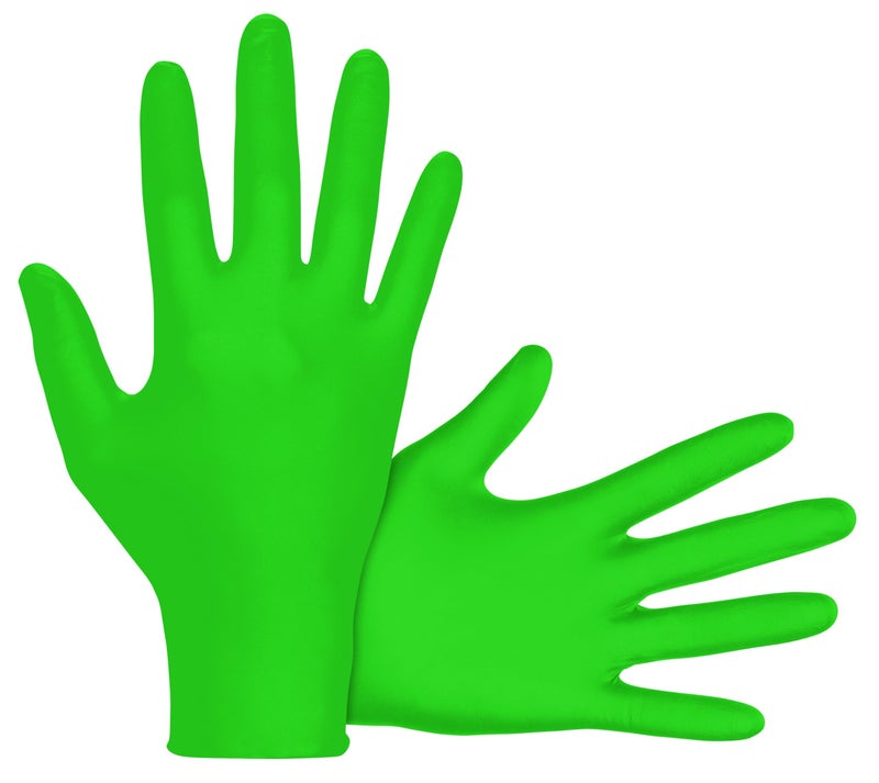 SAS Safety 66551 DermaVUE PowderFree Exam Grade 6 Mil Nitrile Gloves Medium Neon Green
