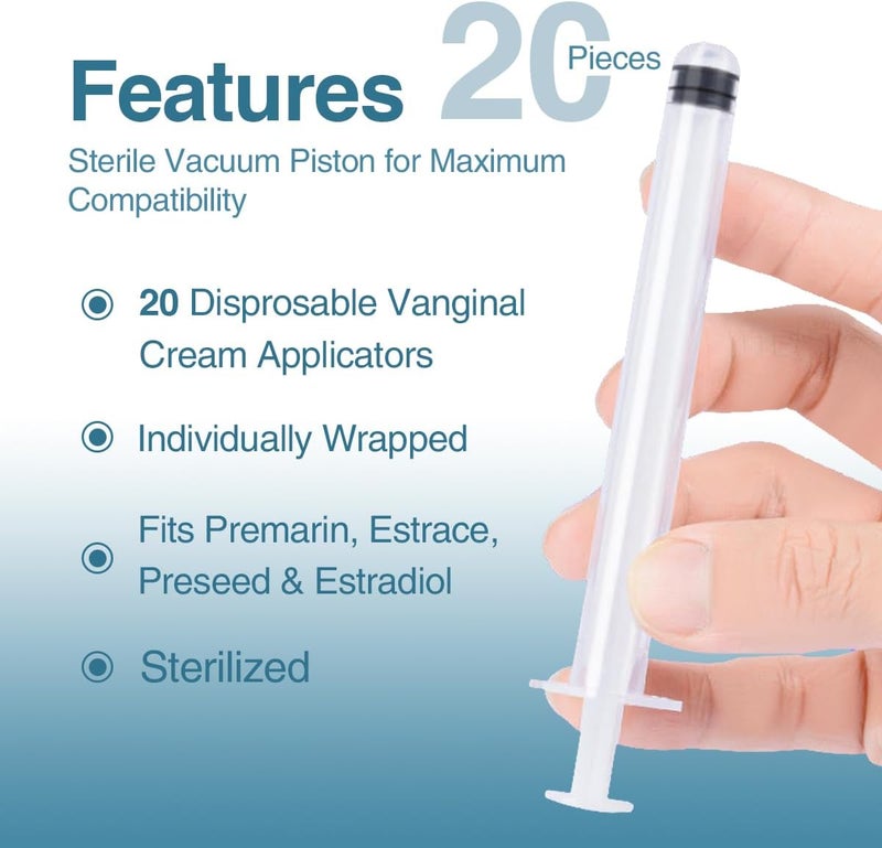 20 Pack Disposable Plastic l Cream Applicators, Individually Wrapped Hygienic Injector Applicator to Fit Preseed Lubricant, Estrace, Contraceptive Gels, Personal Lube, OTC Gel or Cream - Image 4