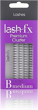 Lash FX Premium Cluster Lash B Curl Medium Black Eyelash Extensions Individual 1 count