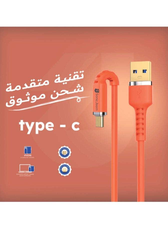 كيبل تايب سي 100 واط بطول 1 متر مقاوم للقطع