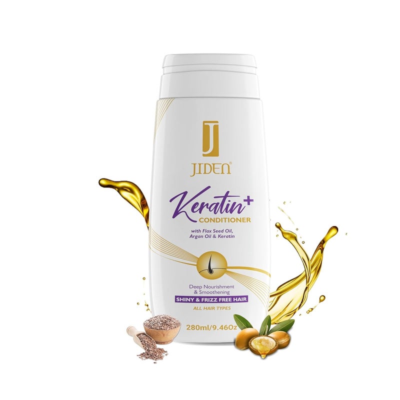 JIDEN Keratin Conditioner with Keratin Argan Oil Flaxseed Oil 280 ml Deep Nourishment Smoothening Shiny and Frizz Free Hair Suitable for All Hair Types Conditioner for Women Men - Image 1
