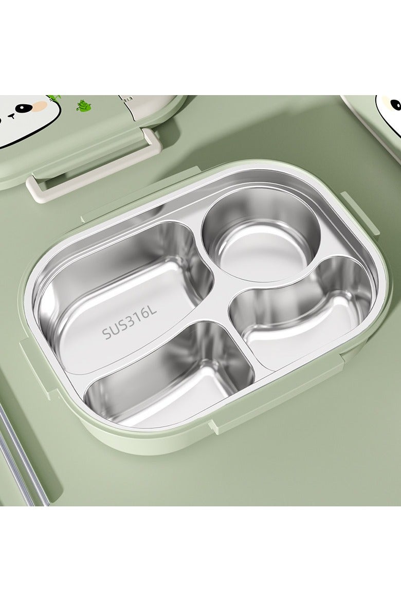 general Green Panda 316 Stainless Steel Lunch Box (Four Compartments, 1600ML) with Chopsticks, Spoon, and Soup Bowl - Portable Lunch Box for Students and Working Professionals - Image 2