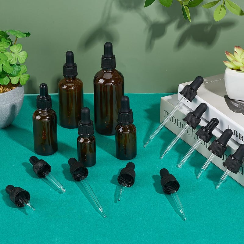 PH PandaHall 18-410 Glass Eye Droppers for 30ml/1oz Essential Oil, Set of 12 Pressure Rotating Cover Oil Droppers Pipettes Roller Tops for Dropper Bottles, Perfume, 9.5x2.18cm, Inner diameter 1.77cm - Image 4