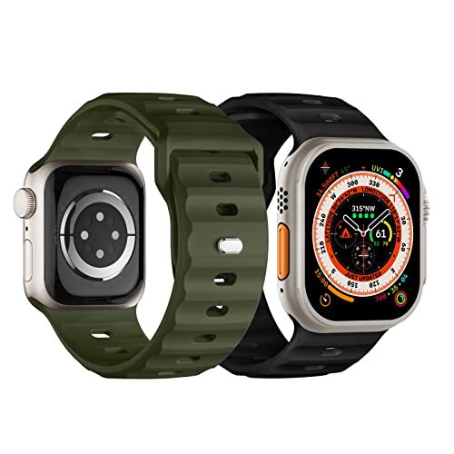 Suitisbest Sport Band Compatible with Apple Watch Ultra 2 Band 49mm 46mm 45mm 44mm 42mm for Men, Soft Silicone Wristbands Waterproof Replacement Strap for iWatch Series 11 10 9 8 7 6 5 4 3 SE Ultra 3 2 1, 2 Pack - Image 1