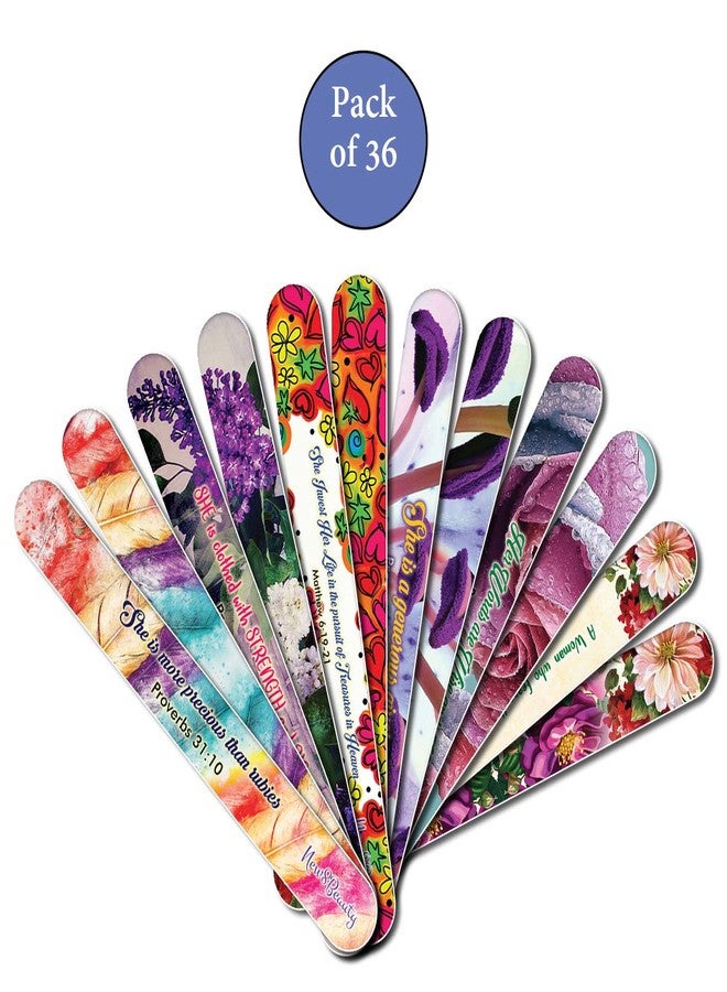 NewEights Christian Emery Board - Virtuous Woman (36-Pack) -150/150 Grit Colorful Nail File - Nail Spa Party Favors Supplies - Best Stocking Stuffers Gift for Girls Women Kids Mom Girlfriend - - Image 2