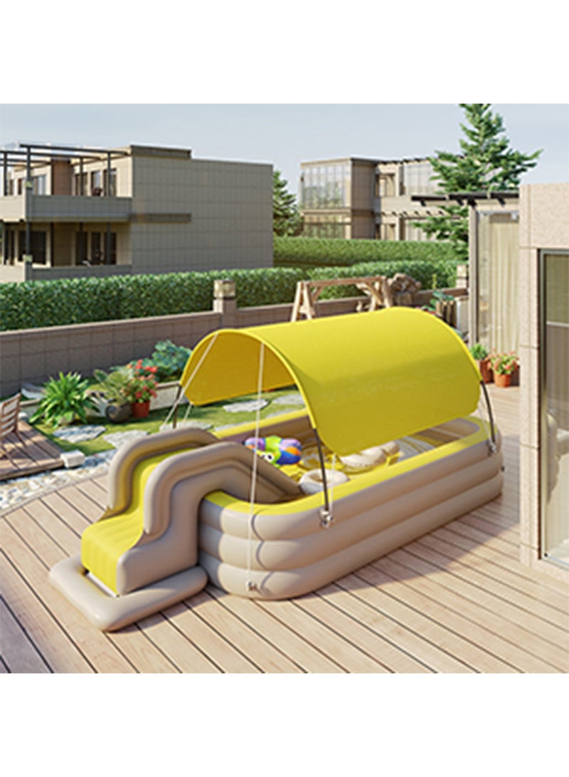 LIMOS Inflatable Swimming Pool Play Center with Removeable Slide and Sun Shade PVC Material - Image 1