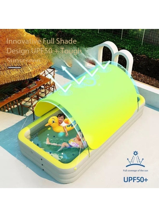 LIMOS Inflatable Swimming Pool Play Center with Removeable Slide and Sun Shade PVC Material - Image 2