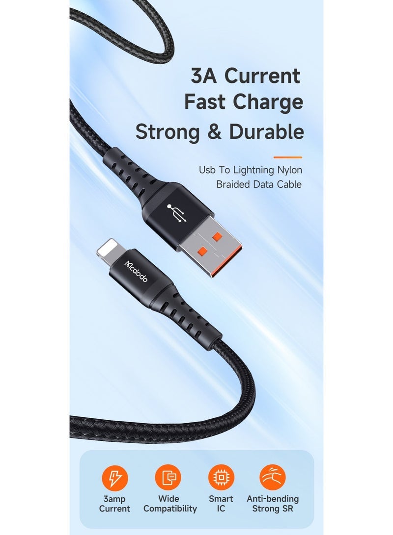 Mcdodo iPhone Charger Cable 3M [MFi Certified] USB-A to Lightning Braided Fast Charging Cable 2.4A Durable Cord Compatible with iPhone 14 13 12 11 Pro Max XR XS 8 7 6 Plus iPad AirPods - Image 4