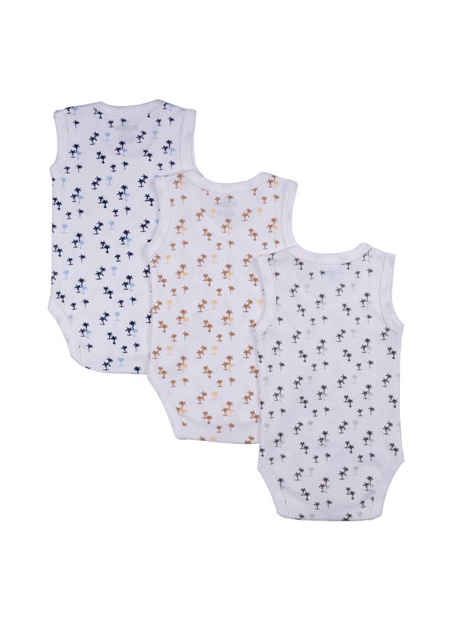 Babies Basic 100% Super Soft Cotton, Sleeveless Romper/Bodysuit, For New Born To 24Months, Set Of 3 - Printed  - Image 2
