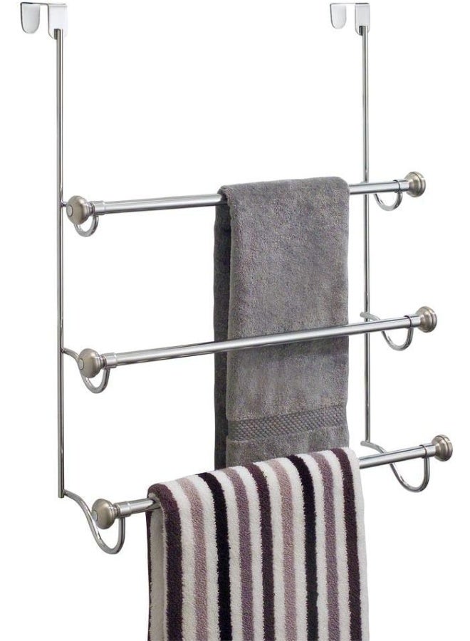 InterDesign Idesign York Over The Shower Door Towel Rack For Bathroom, 1.5" X 7" X 22.8", Chrome/Brushed  - Image 1