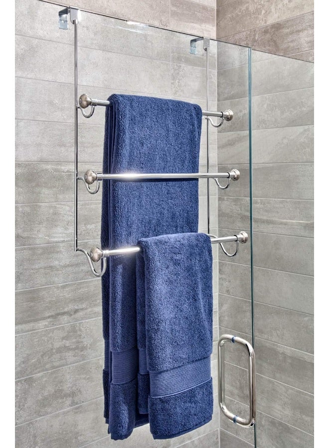 InterDesign Idesign York Over The Shower Door Towel Rack For Bathroom, 1.5" X 7" X 22.8", Chrome/Brushed  - Image 2