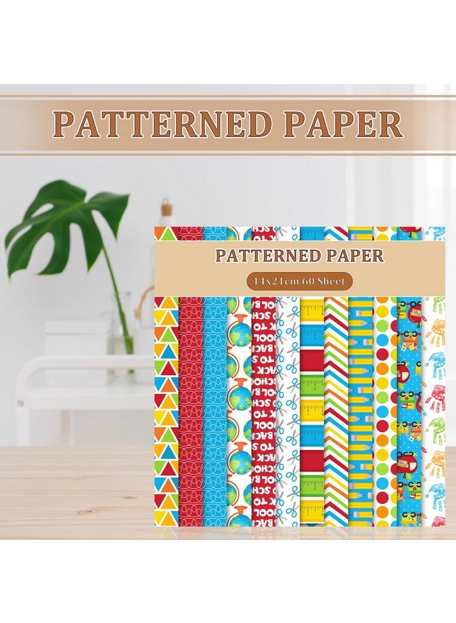 وولاين 60 ورقة من ورق العودة إلى المدرسة ذو الوجهين العودة إلى المدرسة مقاس A5 ورق قصاصات متخصص لصناعة بطاقات الخلفية المزخرفة DIY وألبوم الصور غير المرغوب فيه ومجلة ديكو - Image 4