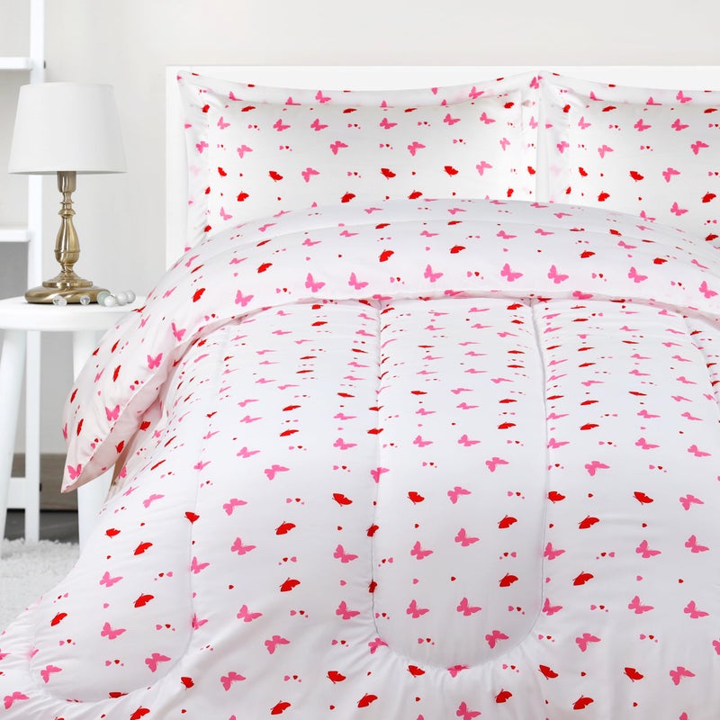 Utopia Bedding All Season Butterfly Comforter Set with 2 Pillow Cases 3 Piece Soft Brushed Microfiber Kids Bedding Set for BoysGirls Machine Washable Twin