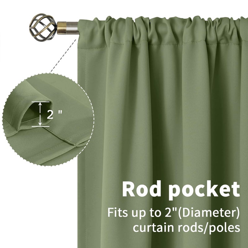 BGment Olive Green Blackout Curtains for Living Room - 84 Inch Length Thermal Insulated Drapes with Rod Pocket Room Darkening Privacy Spring Decor for Dining Bedroom, 2 Panels, 52 x 84 Inch - Image 5