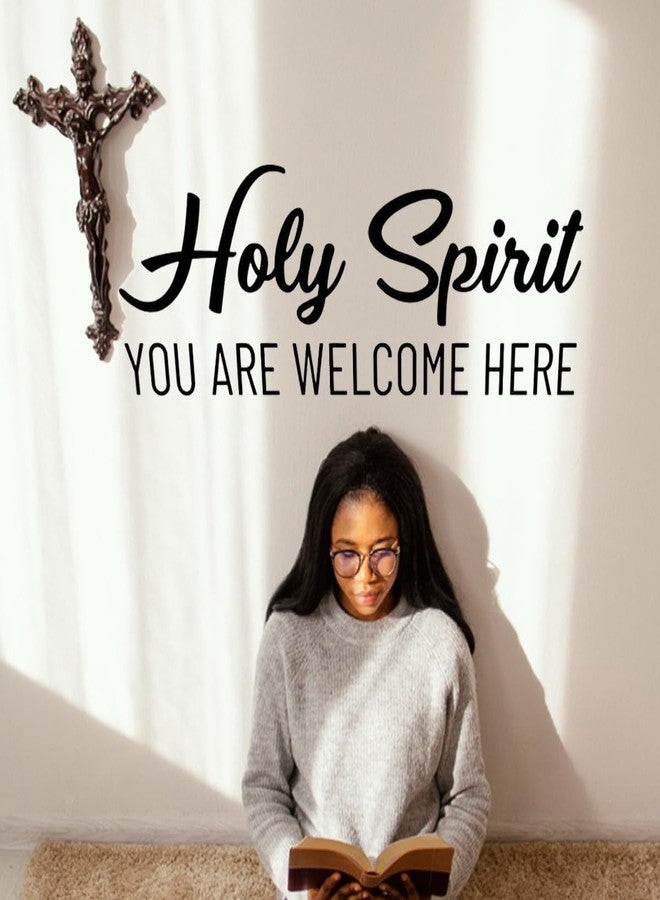 Ceybo Holy Spirit You are Welcome Here - Vinyl Wall Decal Christian Spiritual Decor - Black 25" x 9" - Image 3