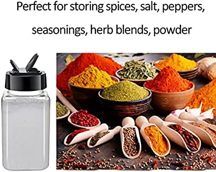 KELVEE Glass Spice Jars With Black Plastic Shaker Lids Pack of 12 100 ML Flip Top Square Spice Bottles Seasoning Spice Containers For KitchenStoring Spice 12 - Image 3