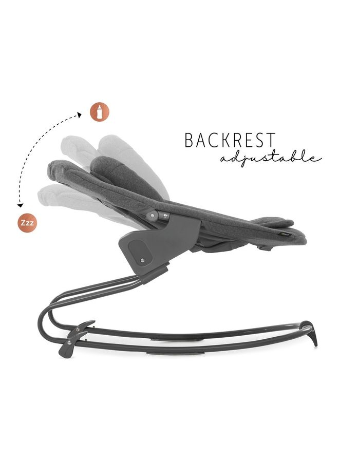 Hauck Alpha+ Premium 2-in-1 Baby Bouncer & Rocker – Newborn Bouncer Seat for Highchair, Adjustable Backrest, Breathable Cotton Cover, Soft Cushion, Secure 3-Point Harness – Dark Grey - Image 5