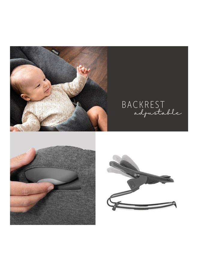 Hauck Alpha+ Premium 2-in-1 Baby Bouncer & Rocker – Newborn Bouncer Seat for Highchair, Adjustable Backrest, Breathable Cotton Cover, Soft Cushion, Secure 3-Point Harness – Dark Grey - Image 4