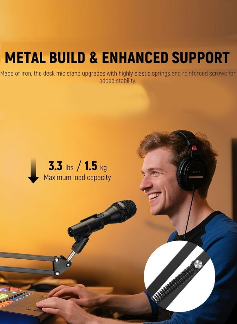 Yuanze Adjustable Microphone Boom Arm Stand, Heavy Duty Desk Mount Mic Arm for Streaming Podcasting Gaming - Image 4
