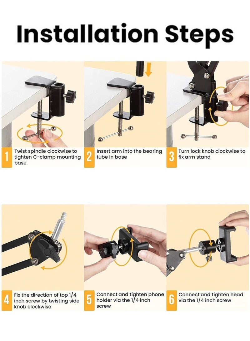 Yuanze Adjustable Microphone Boom Arm Stand, Heavy Duty Desk Mount Mic Arm for Streaming Podcasting Gaming - Image 3