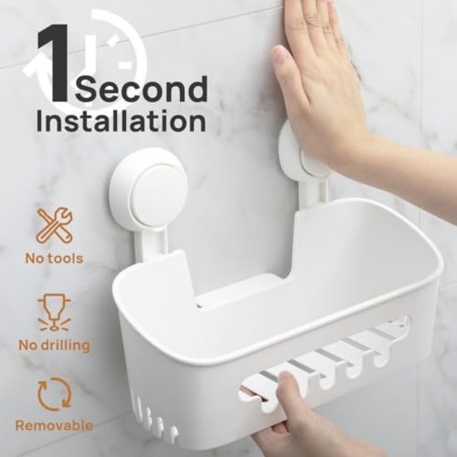 LEVERLOC Shower Caddy Suction Cup 2 Pack, Shower Organizer Removable Bathroom Shelf, Storage Suction Powerful Max Hold 22lbs Bathroom Caddy Waterproof Holder,    White - Image 4