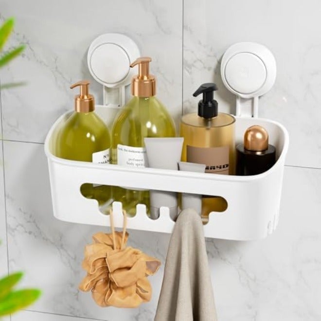 LEVERLOC Shower Caddy Suction Cup 2 Pack, Shower Organizer Removable Bathroom Shelf, Storage Suction Powerful Max Hold 22lbs Bathroom Caddy Waterproof Holder,    White - Image 3