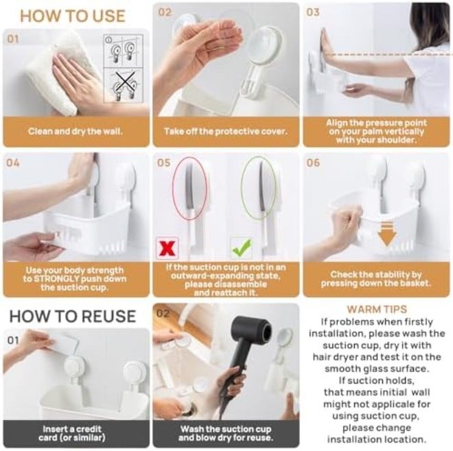 LEVERLOC Shower Caddy Suction Cup 2 Pack, Shower Organizer Removable Bathroom Shelf, Storage Suction Powerful Max Hold 22lbs Bathroom Caddy Waterproof Holder,    White - Image 5