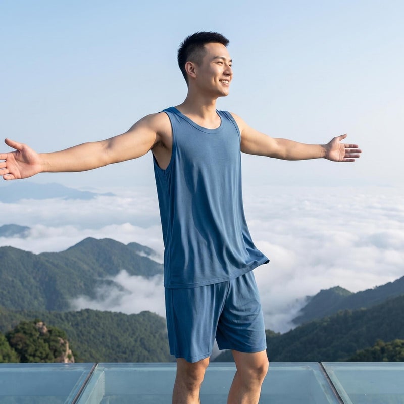 Men's Modal Lightweight Sleepwear Set - Sleeveless Tank & Shorts - Image 1