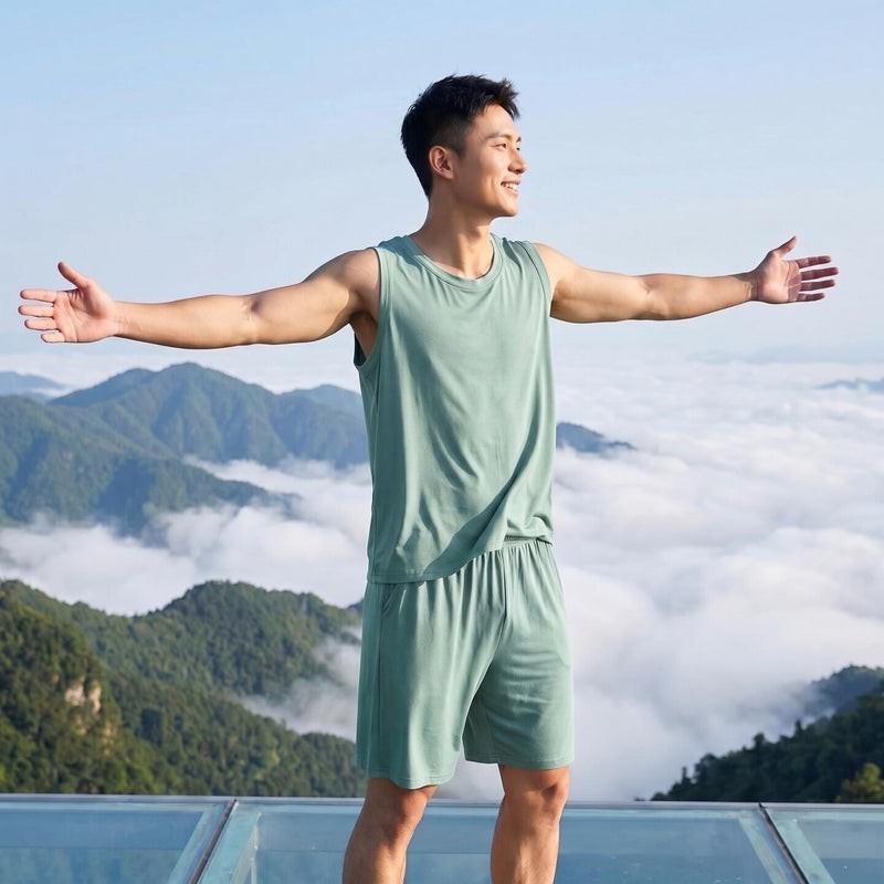 Men's Modal Lightweight Sleepwear Set - Sleeveless Tank & Shorts - Image 2