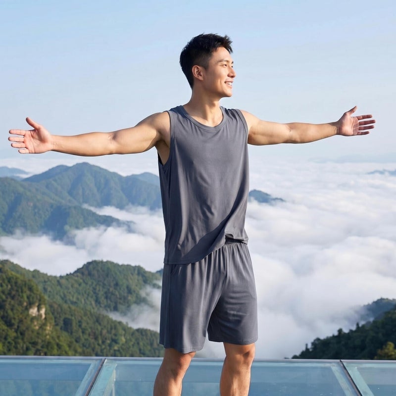 Men's Modal Lightweight Sleepwear Set - Sleeveless Tank & Shorts - Image 3