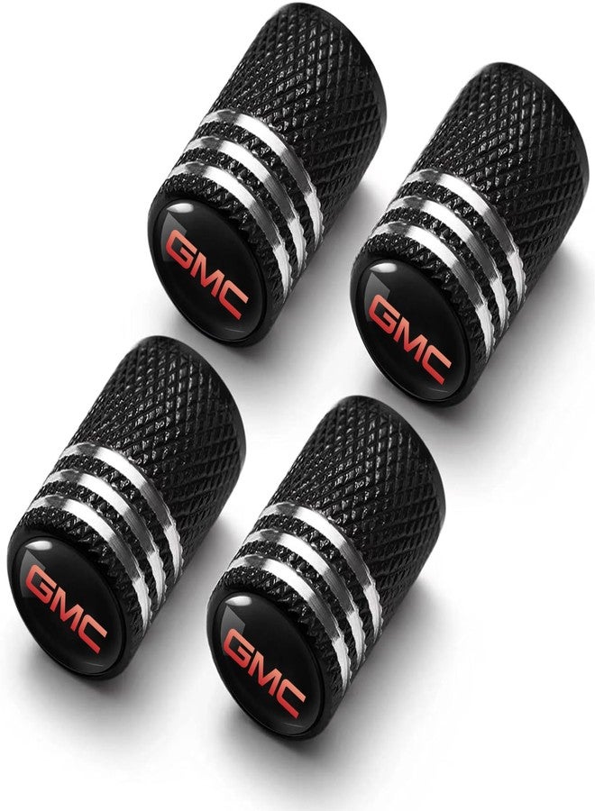 BFIVEANTE Tire Valve Stem Caps for GMC Metal Car Wheel Air caps Auto Valve Stem Caps Accessories 4 Pcs Black - Image 1