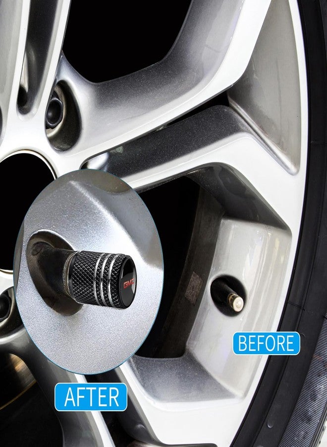 BFIVEANTE Tire Valve Stem Caps for GMC Metal Car Wheel Air caps Auto Valve Stem Caps Accessories 4 Pcs Black - Image 3