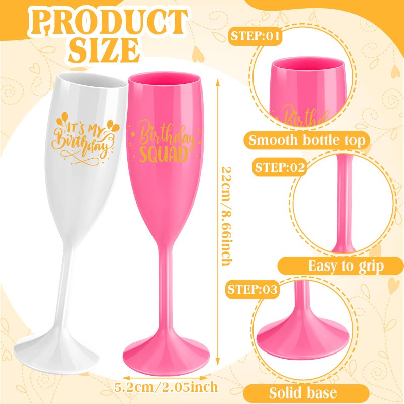 LemonRoad 10 Pcs Birthday Squad Champagne Flutes It's My Birthday Party Decorations Acrylic Toasting Glasses Reusable Unbreakable Plastic Champagne Cups for Women Bachelorette Party Supplies - Image 2