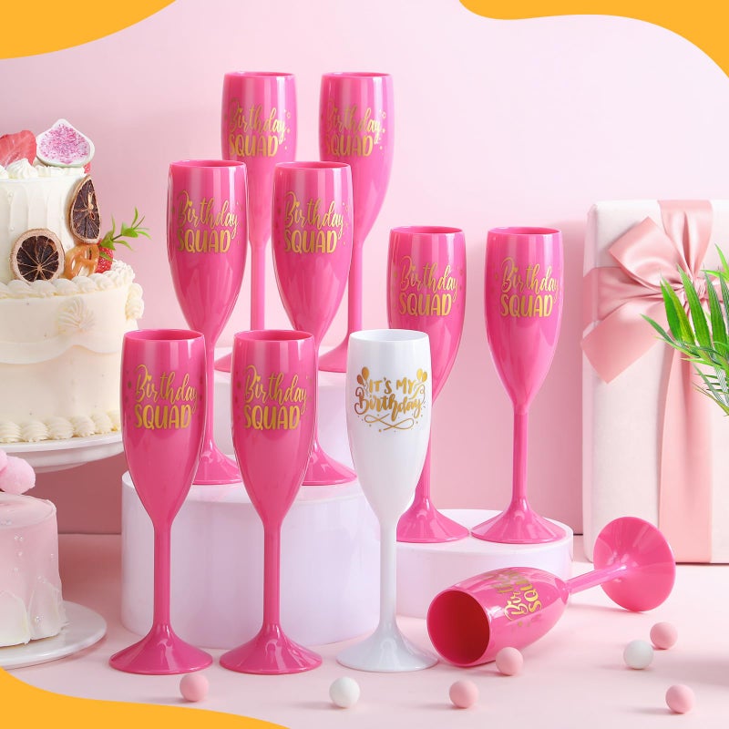LemonRoad 10 Pcs Birthday Squad Champagne Flutes It's My Birthday Party Decorations Acrylic Toasting Glasses Reusable Unbreakable Plastic Champagne Cups for Women Bachelorette Party Supplies - Image 4