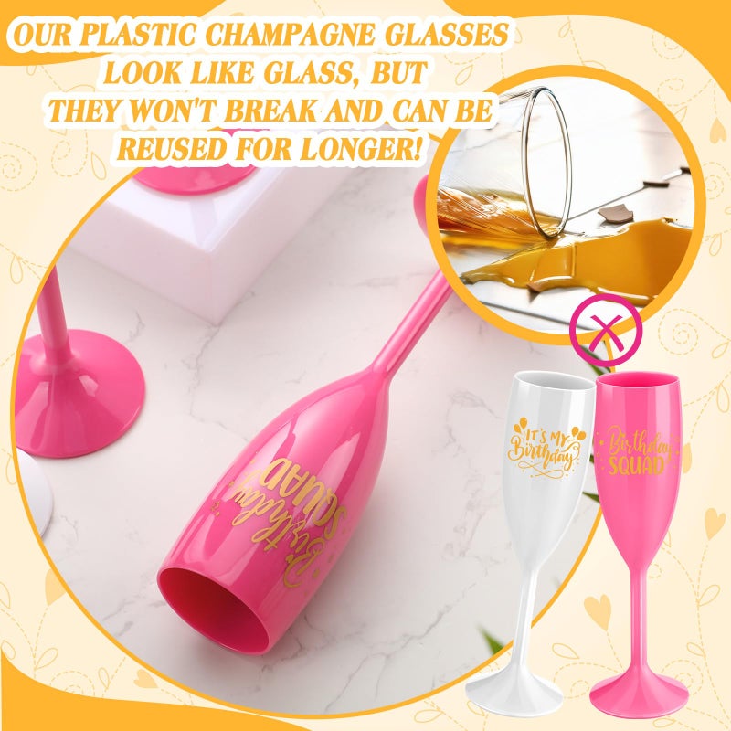 LemonRoad 10 Pcs Birthday Squad Champagne Flutes It's My Birthday Party Decorations Acrylic Toasting Glasses Reusable Unbreakable Plastic Champagne Cups for Women Bachelorette Party Supplies - Image 3