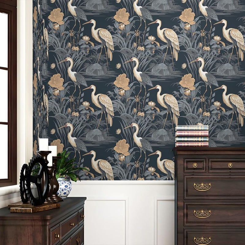 REDAMANCY Light Blue White Hydragea Florals Vintage Plant Peel and Stick Wallpaper Stick on Contact Paper Vintage Wall Paper Easy Peel Off for nightstand Drawer Cabinet Renter - Image 2