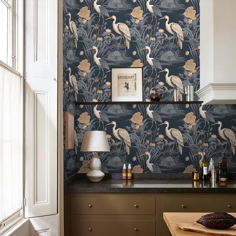 REDAMANCY Light Blue White Hydragea Florals Vintage Plant Peel and Stick Wallpaper Stick on Contact Paper Vintage Wall Paper Easy Peel Off for nightstand Drawer Cabinet Renter - Image 5