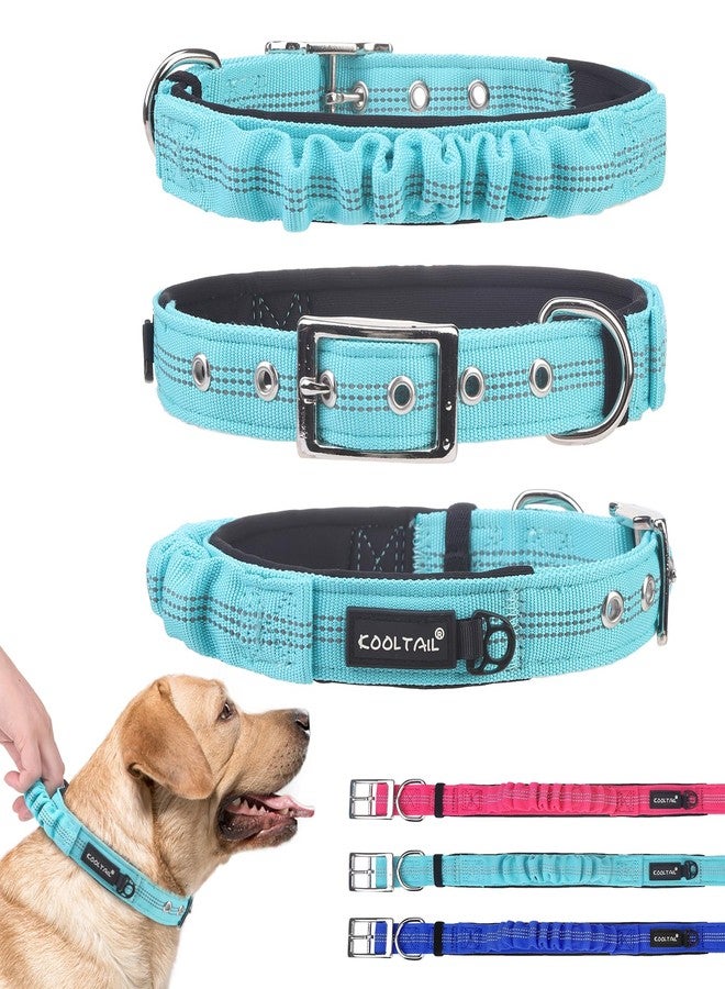 كولتيل طوق كلاب شديد التحمل من KOOLTAIL بمقبض للكلاب الكبيرة، طوق من النايلون الباليستي للتدريب والتحكم، طوق كلاب عاكس سميك مبطن ناعم مع مشبك معدني قابل للتعديل للمشي، أخضر L - Image 1