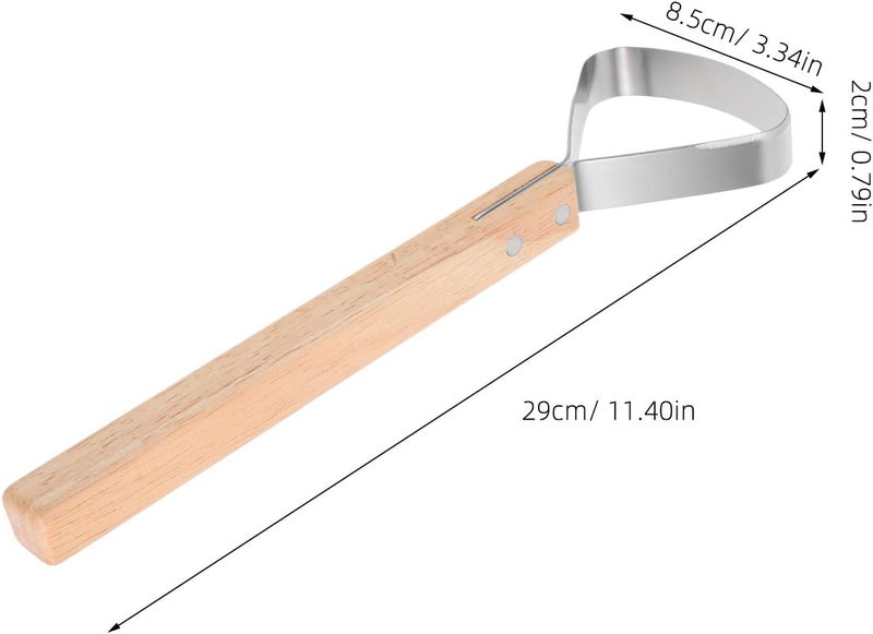 Zerodeko Leather Fleshing Tool and Curved Scraper Set with Wooden Handle Stainless Steel Pelt Scraper for Hide Tanning and DIY Leather Crafting with Storage Bag - Image 2