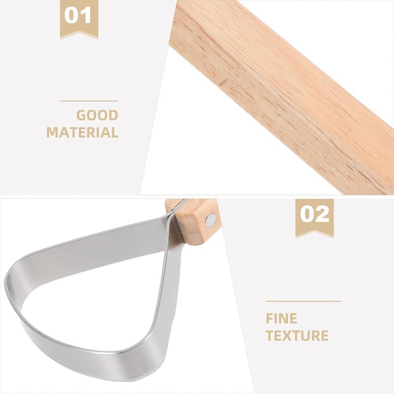 Zerodeko Leather Fleshing Tool and Curved Scraper Set with Wooden Handle Stainless Steel Pelt Scraper for Hide Tanning and DIY Leather Crafting with Storage Bag - Image 3