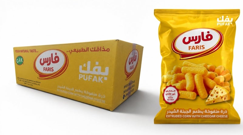 بفك فارس – ذرة منفوخة بنكهة الجبنة الشيدر55جرام (25 حبة) - Image 2